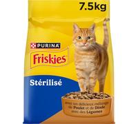 FRISKIES | Croquettes | Aliment 100% Complet et équilibré pour Chat Adulte Stérilisé | Aide à Soutenir Un système urinaire sain et Un Poids idéal | Au Poulet et à la Dinde | Sac | 7,5 KG