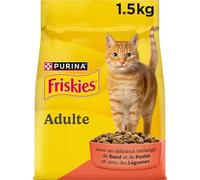 FRISKIES | Chat | Croquettes complètes pour Chats Adultes | au Boeuf, au Poulet et aux Légumes | Aliment Complet Riche en Vitamines et Minéraux | Sac | 1,5 KG