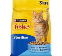 FRISKIES | Chat | Croquettes complètes pour Chat Adulte Stérilisé | Au Saumon et aux Légumes | Aliment Complet Riche en Vitamines et Minéraux | Sac |Lot de 4 Sacs de 3 KG