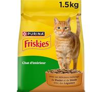 FRISKIES - Croquettes Chat d'Intérieur Poulet Légumes - Sac de 1,5 kg | Croquettes Chat d'Intérieur Saveur Poulet et Légumes - Maintien du Poids de Forme - Aliment Complet Santé Chat