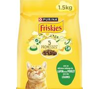 FRISKIES - Croquettes Complètes pour Chat Adulte, Saveur Lapin et Poulet aux Légumes (1,5 kg) - Lot de 3 - Vendu par Lot