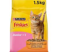 Friskies Croquettes complètes Junior pour chatons – Poulet, Lait et Légumes – 1,5 kg