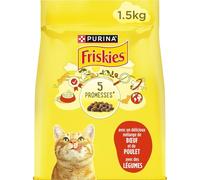 FRISKIES - Croquettes pour Chat Adulte Poulet Boeuf Légume | Savoureux mélange croquant | Nutrition équilibrée pour Votre Chat | Le Sac de 1.5Kg | Lot DE 3