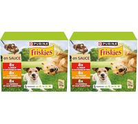 FRISKIES | Patée pour Chien Adulte | en Sauce | Au Poulet, Bœuf, Agneau et Légumes | Aide à Maintenir Un Regard étincelant, Un Poil Brillant et Une Peau Saine | Sachets Fraîcheurs | 24 x 85 g