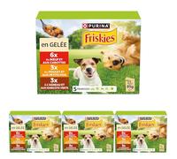 FRISKIES | Sachets Repas pour Chien Adulte | en Gelée | Au Poulet, Bœuf, Agneau et Légumes | Aide à Maintenir Un Regard étincelant, Un Poil Brillant et Une Peau Saine | Sachet Fraîcheur | 12 x 85 g