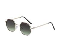 frissin Lunettes de soleil carrées rétro pour hommes et femmes, petite monture polygonale, lunettes de soleil en métal, lunettes de conduite en plein air, lunettes de protection UV, Dégradé d'argent
