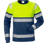 Fristads T-shirt haute visibilité T-shirt manches longues Cl. 1 7519 THV Jaune de sécurité/Marine XL