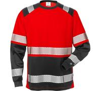 Fristads T-shirt haute visibilité T-shirt manches longues, cl. 2 7457 THV haute visibilité rouge/noir XS