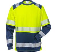 Fristads T-shirt haute visibilité T-shirt manches longues, cl. 2 7457 THV jaune de sécurité/marine 4XL