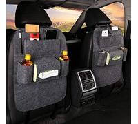 Fristee Lot de 2 Organiseur siège arrière de voiture pour enfant avec support pour tablette avec tapis de kick et siège cover-double Gris