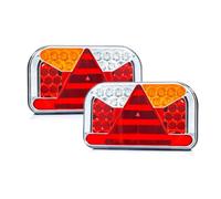 FRISTOM Kit Feux arrière LED FT-170 Gauche Droit 12-36V à 7 Fonctions Stop Clignotant recul antibrouillard Plaque baïonnette 5 Broches IP68 E9 Set Optique Complet pour remorque Lourd