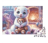 Frit Mignon embrassant Teddy 1000 Pièces Puzzle pour Adultes Carton sans Odeur Anti-Stress Stimuler l'esprit pour Débutants avec Affiche Guide 52x38cm/1000pcs