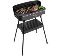 Fritel BBQ 2246 - Barbecue électrique/Gril de table - Grande surface de cuisson 50 x 25 cm - 2200 W - Plaque amovible + Pare-vent