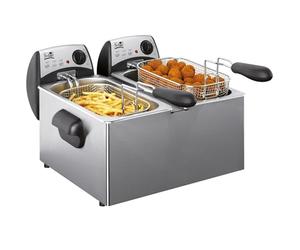 Fritel Friteuse FR 1355 Duo - Friteuse double - 2 x 3L - 2 x 2200W - Couvercle anti-poussière - 2 à 8 pers. - Huile uniquement
