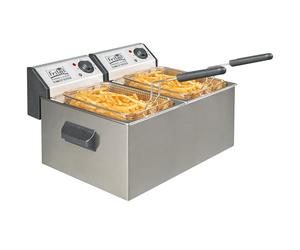 Fritel Profi 3855 Duo - Friteuse professionnelle - 2x 5L - Couvercle anti-poussière - Huile + graisse solide