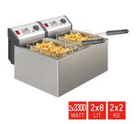 FRITEL Profi 4905 Duo - Friteuse professionnelle / double - 2x 8L - 2x 3300W - Couvercle anti-poussière - Huile + graisse solide