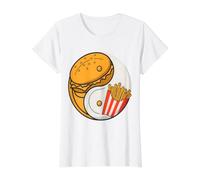 Frites Burger Drôle T-Shirt Graphique avec Valeur, Femme, Blanc, M
