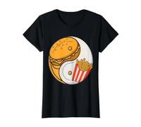 Frites Burger Drôle T-Shirt Graphique avec Valeur, Femme, Noir, M