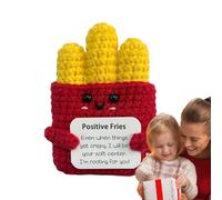 Frites de soutien émotionnel, poupée de frites tricotées - Décoration de chambre mignonne et confortable, jouet au crochet avec carte positive, poupée de remonter le moral, décoration de fête d'amis