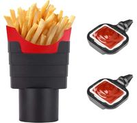 Frites Porte Gobelet Voiture Avec 2 Support Sauce Voiture, Support De Frites De Sauce De Voiture, Porte Sauce Voiture Clip Dip Pour Ketchup,Sans Bpa,Convient À Tout Type Et Taille[Auto5131573]