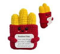 Frites positives amusantes frites positives, jouet amusant en tricot avec carte positive, décoration de chambre mignonne et peluche émotionnelle