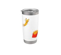 Frites sautant dans un seau drôle Fast Food Box Kawaii Gobelet isotherme en acier inoxydable double paroi