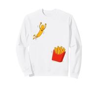 Frites sautant dans Un Seau drôle Fast Food Box Kawaii Sweatshirt