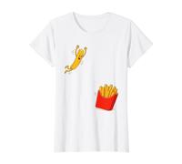 Frites sautant dans Un Seau drôle Fast Food Box Kawaii T-Shirt Graphique avec Valeur