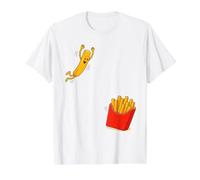 Frites sautant dans Un Seau drôle Fast Food Box Kawaii T-Shirt Graphique avec Valeur