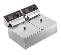 Friteuse 12L Electrique Inox-VEVOR-Friteuse Commerciale en Acier Inoxydable-à Double Réservoir 5000W