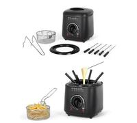 Friteuse 2 EN 1 - 950W - 1L - Thermostat réglable 80°-190° C- Fondue électrique
