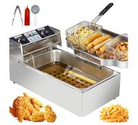 Friteuse 20 L, friteuse à huile électrique 3200W avec 9 accessoires, minuterie de 60 minutes et réglage de la température de 0 à 200℃, température constante automatique, for friteuse à copeaux,etc.