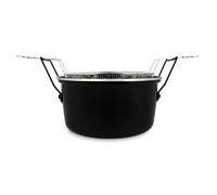 Friteuse 28 cm en acier émaillé noir bord chrome avec panier inox | tous feux dont induction, compatible lave-vaisselle