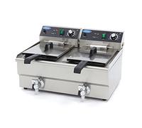 Friteuse 2x 13 L 2 Paniers avec robinet - Friteuse - Friteuse double traiteur - Inox - Professionnelle - 26 Litres