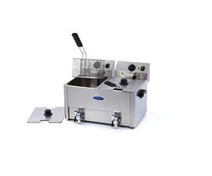 Friteuse 2x 8 L 2 Paniers avec robinet Friteuse - Double poêle - Professionnelle - Inox - 16 litres - Avec robinet de vidange