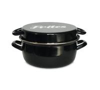 Baumalu Friteuse en émail 26 cm avec panier et couvercle en émail – Noir
