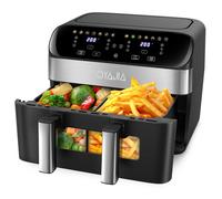 Friteuse à air 10 L avec séparateur amovible, fenêtre de visualisation, affichage tactile LED numérique, 12 fonctions, circulation d'air chaud, 2600 W