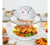 Friteuse à air 17 L, friteuse électrique intelligente avec bol en verre visuel amovible, commande à double bouton, mise hors tension automatique et base d'isolation thermique pour rôtir