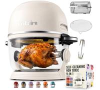 Friteuse à air autonettoyante Vortex de 5L, visibilité 360°, non toxique, sans BPA, fonctions 6 en 1