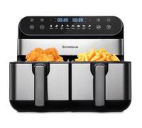 Friteuse à Air Chaud 10L XXL Double Compartiment Dual Zone 2400W Friteuse avec Écran Tactile LED 8 Programmes