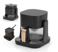 Friteuse à air chaud 3 en 1 avec four en verre, 1350 W, comprenant une poêle grill de 5,5 L et 1,5 L, et un bol à fondue de 3 L. Température réglable, minuterie, bol transparent, design comp