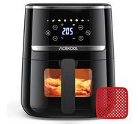 friteuse à air chaud, 4,5 l, 1500 W, avec fenêtre de visualisation pour cuisine, faible bruit, fonction mémoire, 8 menus prédéfinis, équipé d'un tapis de cuisson en silicone de qualité alimentaire