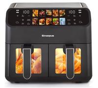 Friteuse à Air Chaud 9 L XXL Airfryer Double Cuve 2000 W avec Écran LED Tactile, Minuterie 1-60 min, 80-200 °C - Noir
