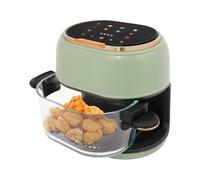 Friteuse à air chaud avec fenêtre et écran tactile 1350 W capacité 4 l température 80-190 °C en verre trempé ABS vert idéal pour cuisine familiale et bureau