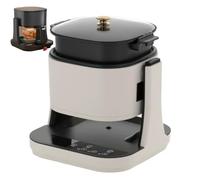 Friteuse à air chaud avec grille et fonction fondue, température et minuterie réglables, bol transparent - Idéale pour cuisiner en famille ou entre amis.