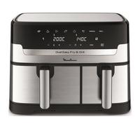 Moulinex Dual Easy Fry EZ905D20 friteuse Double 8,3 L Autonome 2450 W Friteuse d’air chaud Noir, Acier inoxydable