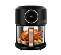 Friteuse à air chaud/friteuse à air multifonction 1200 W 4,2 L avec bol en verre visuel 360° Air chaud LCD Touch 6 programmes 80-200 °C Minuterie 60 min Grille de cuisson Prise UE 220 V