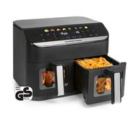 GOURMETmaxx AirGenius Air Fryer, 9 L - 2 x 4,5 L | Friteuse avec 8 programmes | Friteuse 2 cuves - 2 aliments en même temps, pour max. 8 personnes | Écran tactile multi-couleurs