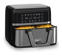 Friteuse à air chaud Klarstein, friteuse à air 2 chambres, friteuse à air chaud compacte 2850 W, friteuse à air 9 L avec panneau de commande tactile, minuterie,6 modes, grande friteuse à air chaud