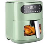 Friteuse à air chaud Nettlife 6 L avec panier simple et hublot - 7 programmes de cuisson, 11 fonctions - Friteuse à air chaud vert
